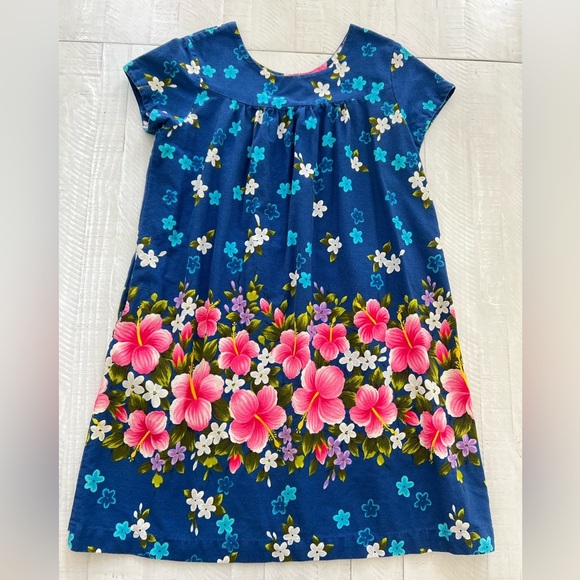 Vintage Ui Maikai Hawaiian Muu Muu dress made in Hawaii Blue & Pink Floral sz 10 - Picture 4 of 9